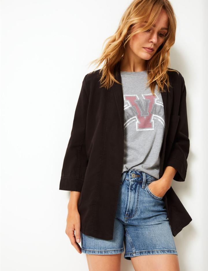 Marks & Spencer Pure Cotton Ocean Valley Slogan T-shirt Grey Mix