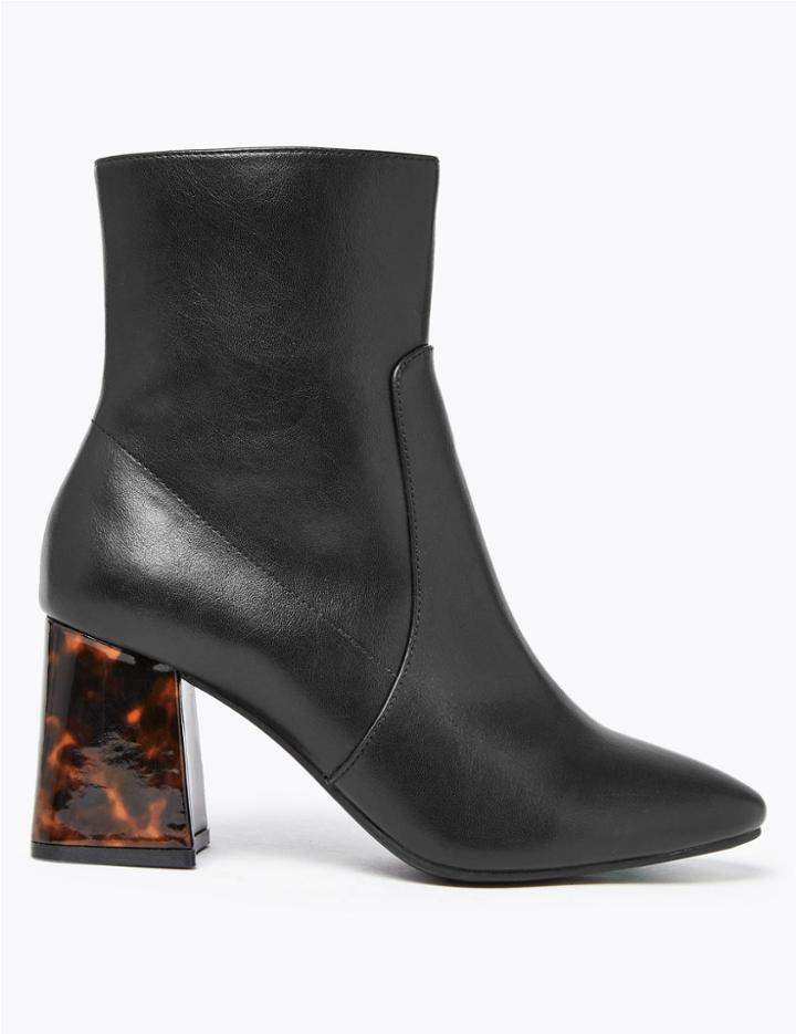 Marks & Spencer Flared Block Heel Ankle Boots Black