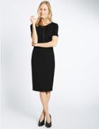Marks & Spencer Zipped Short Sleeve Shift Dress Black