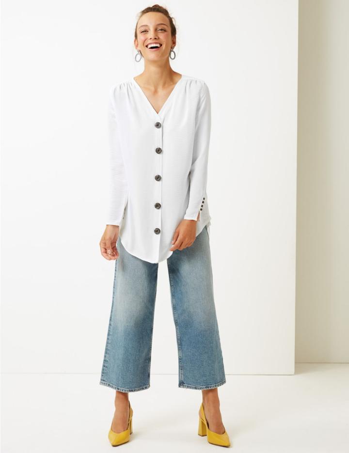 Marks & Spencer V-neck Long Sleeve Tunic White