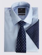 Marks & Spencer Pure Silk Spotted Tie & Pocket Square Set Navy Mix