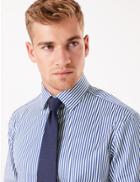Marks & Spencer Regular Fit Sateen Striped Shirt Blue Mix