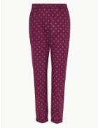 Marks & Spencer Pure Cotton Floral Print Ankle Grazer Chinos Purple Mix
