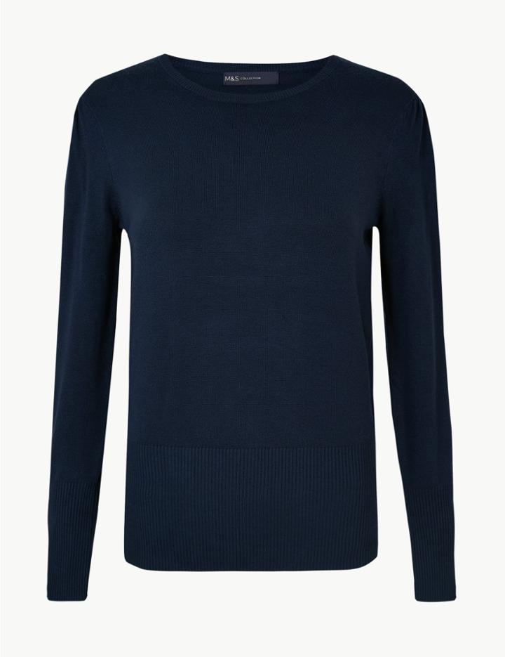 Marks & Spencer Round Neck Long Sleeve Jumper Navy