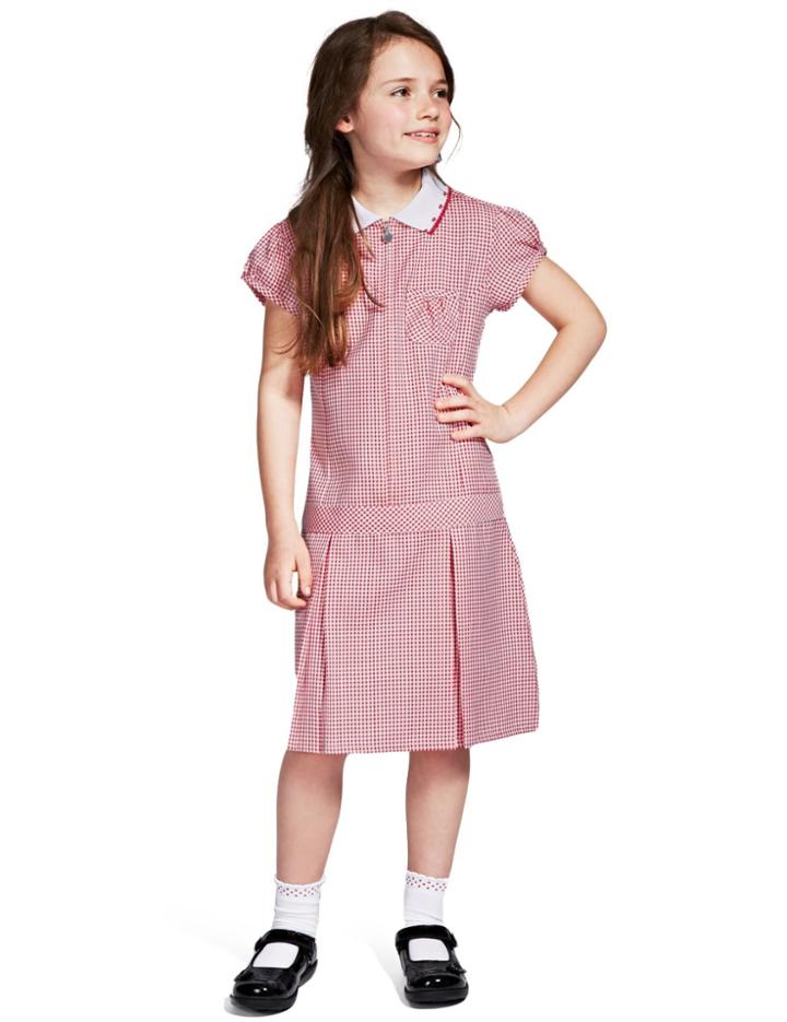 Marks & Spencer Gingham Pleated Dress (2-14 Years) Red