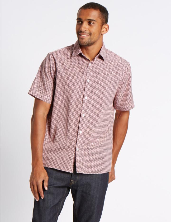 Marks & Spencer Easy Care Printed Shirt Raspberry