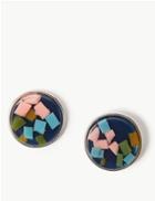 Marks & Spencer Button Stud Earrings Blue Mix