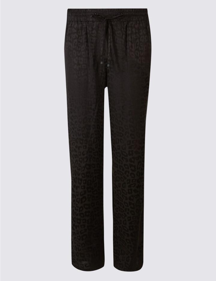 Marks & Spencer Animal Print Tapered Leg Trousers Black Mix