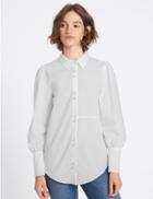 Marks & Spencer Cotton Blend Bubble Sleeve Shirt White