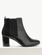 Marks & Spencer Wide Fit Patent Leather Chelsea Ankle Boots Black