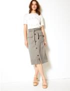 Marks & Spencer Midi A-line Skirt With Cotton Grey