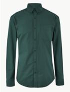 Marks & Spencer Pure Cotton Oxford Shirt With Pocket Emerald
