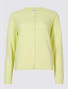 Marks & Spencer Cashmilon&trade; Button Front Cardigan Pale Lime