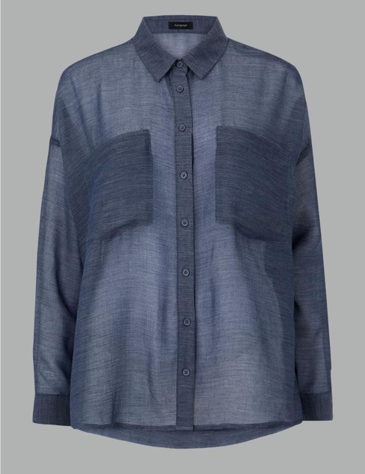 Marks & Spencer Sheer Oversized Long Sleeve Shirt Denim
