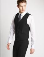 Marks & Spencer Black Textured Modern Slim Fit Waistcoat Black