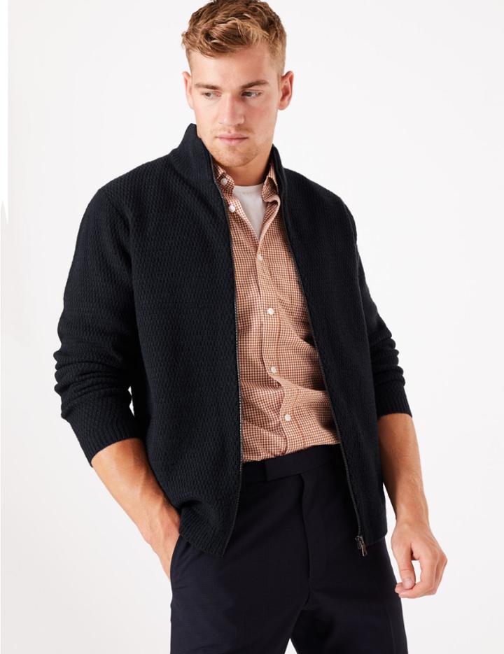 Marks & Spencer Textured Zip Through Cardigan