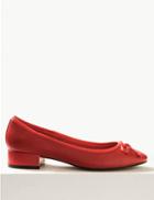 Marks & Spencer Leather Round Toe Ballet Pumps Red