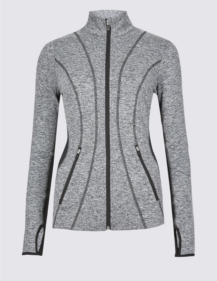 Marks & Spencer Quick Dry Long Sleeve Run Top Grey Mix