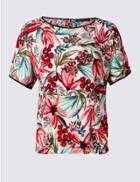Marks & Spencer Floral Print Round Neck Short Sleeve Blouse Multi