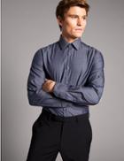 Marks & Spencer Supima&reg; Cotton Tailored Fit Shirt Blue Mix