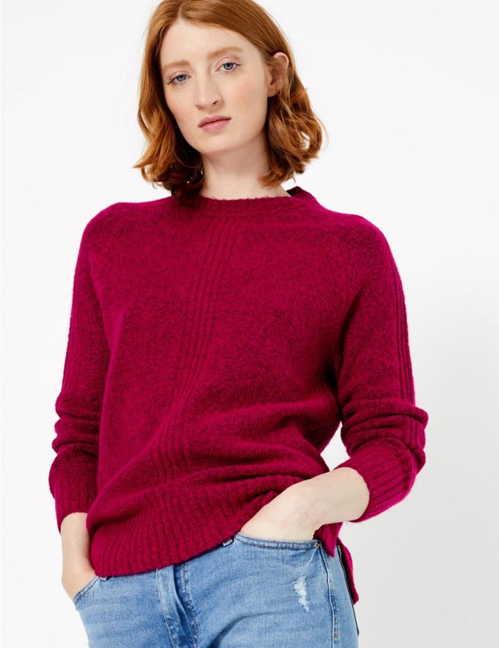 Marks & Spencer Long Sleeve Relaxed Fit Jumper Cerise