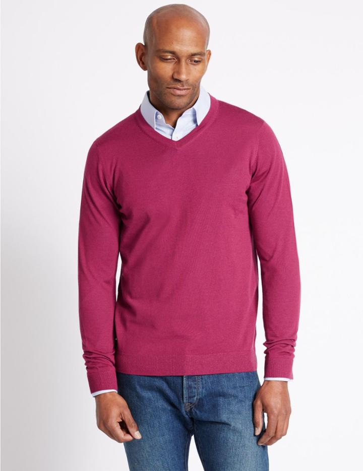 Marks & Spencer Pure Merino Wool Jumper Cerise