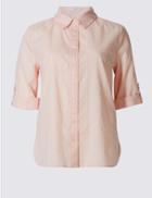 Marks & Spencer Pure Cotton Short Sleeve Shirt Pink