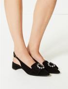 Marks & Spencer Jewel Block Heel Slingback Court Shoes Black
