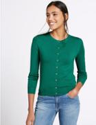 Marks & Spencer Round Neck Cardigan Emerald