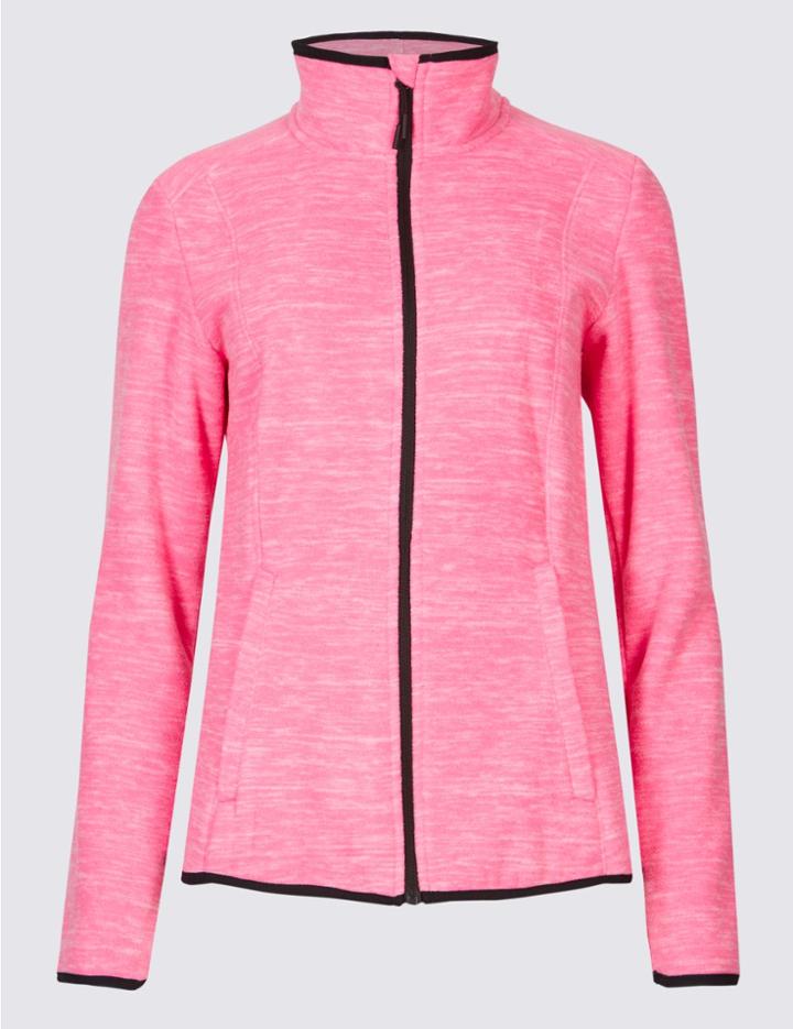 Marks & Spencer Textured Fleece Jacket Pink Mix