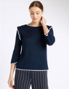 Marks & Spencer Ruffle Tipped Jumper Navy Mix