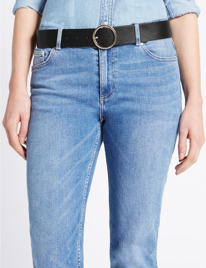 Marks & Spencer Faux Leather Round Buckle Hip Belt Black