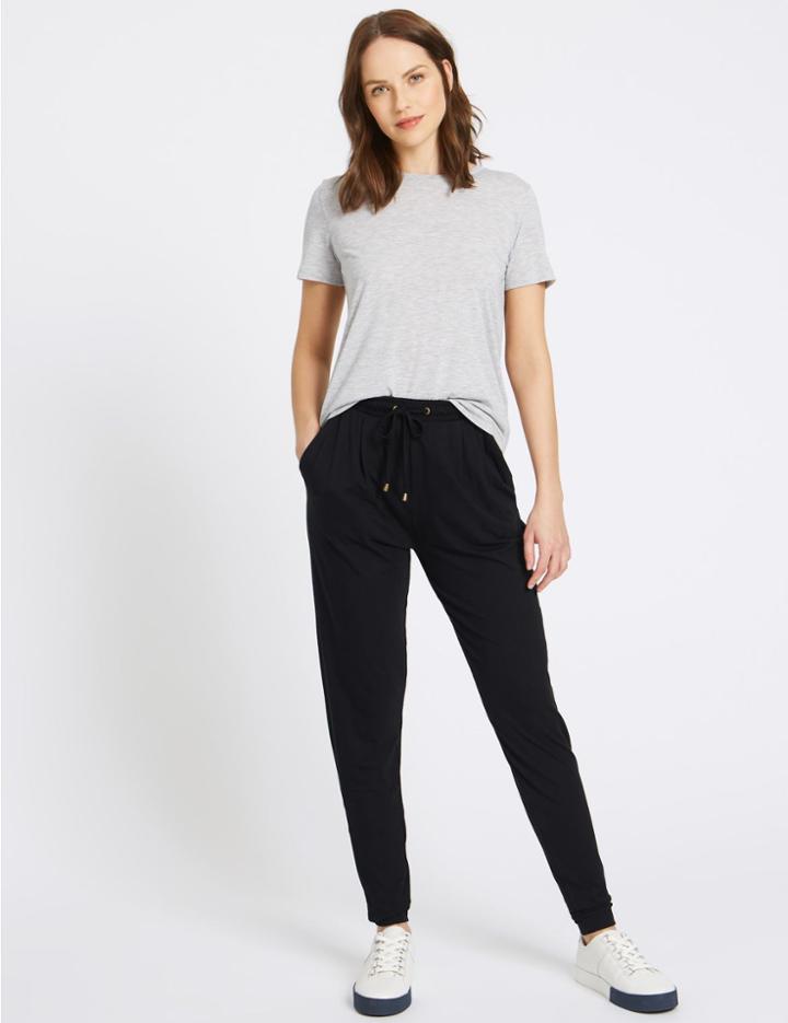 Marks & Spencer Cotton Rich Tapered Leg Joggers Black