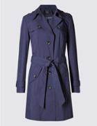 Marks & Spencer Belted Trench With Stormwear&trade; Navy