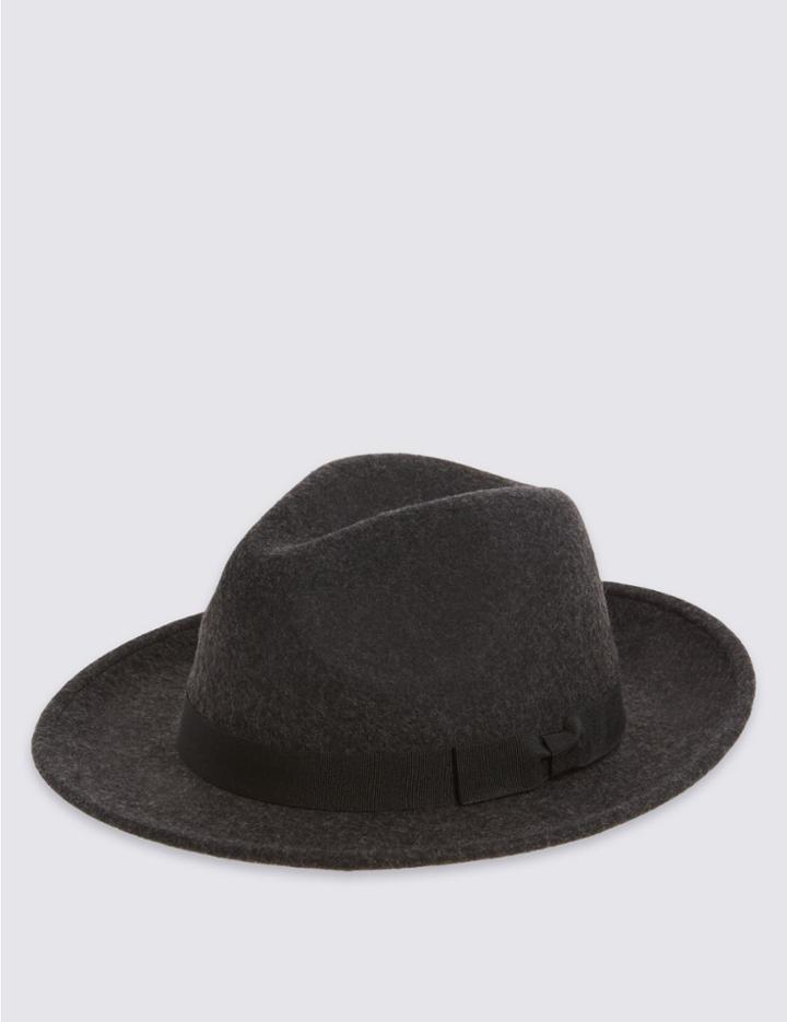 Marks & Spencer Pure Wool Fedora With Stormwear&trade; Charcoal