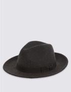 Marks & Spencer Pure Wool Fedora With Stormwear&trade; Charcoal