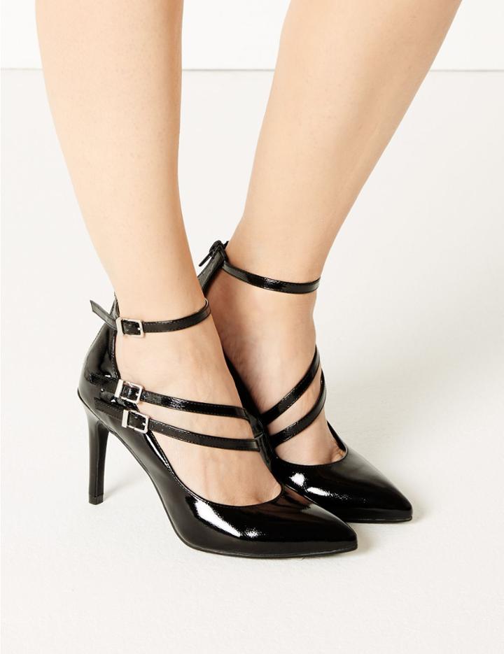Marks & Spencer Stiletto Heel Pointed Court Shoes Black Patent