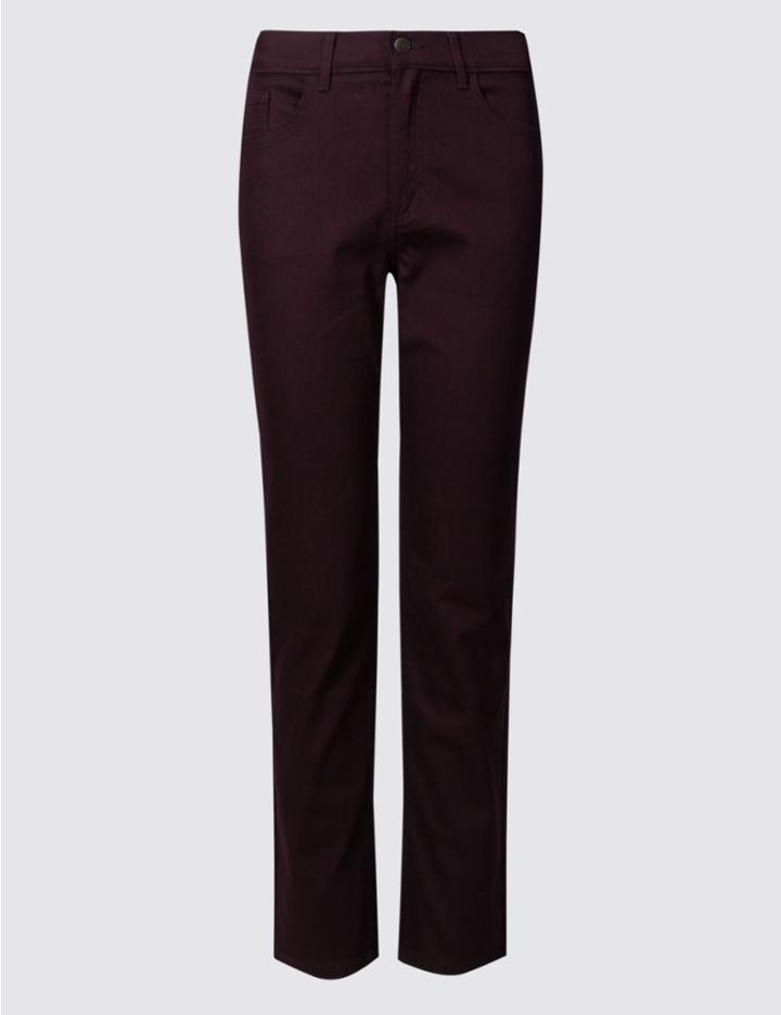 Marks & Spencer Petite Mid Rise Straight Leg Jeans Plum