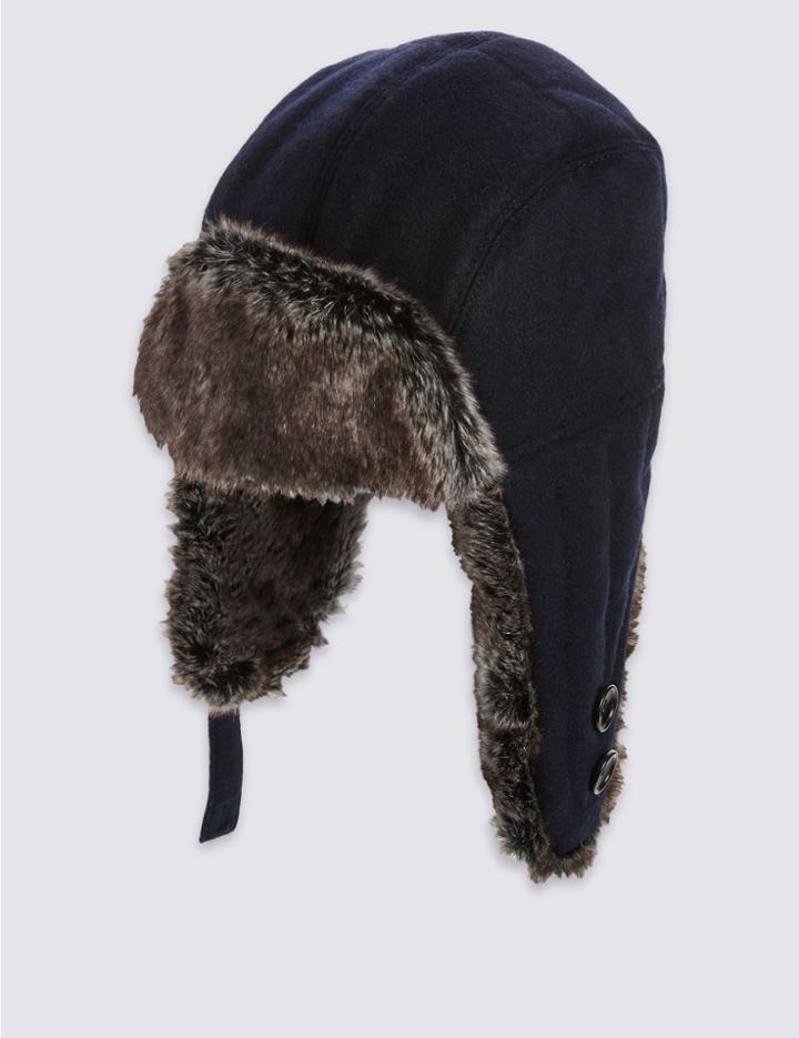 Marks & Spencer Melton Trapper Hat Navy