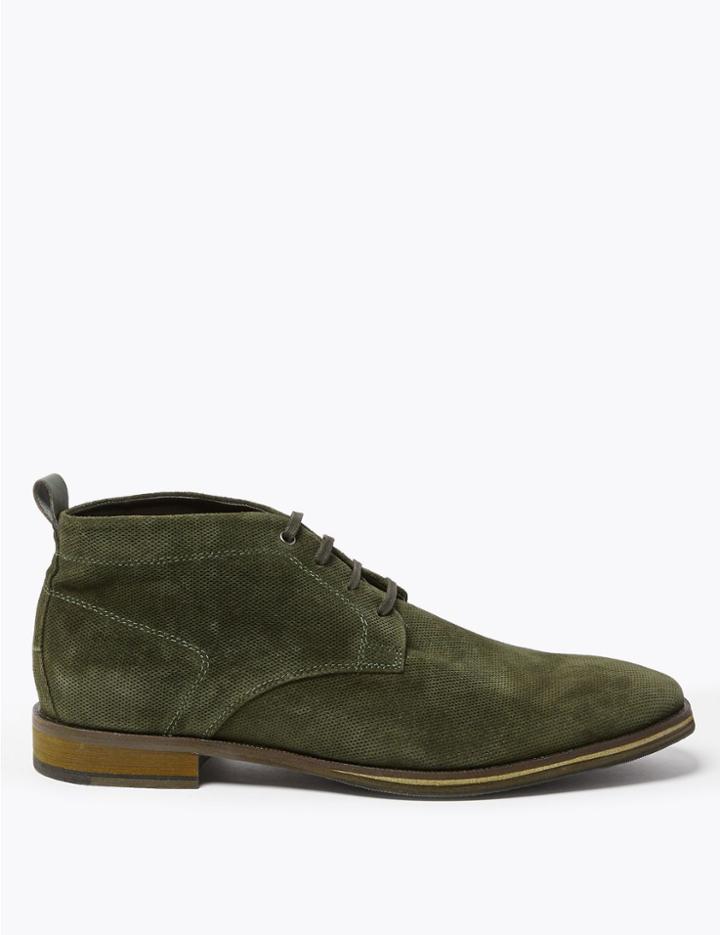 Marks & Spencer Leather Lace-up Chukka Boots Khaki