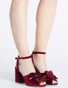 Marks & Spencer Block Heel Buckle Bow Sandals With Insolia&reg; Dark Red