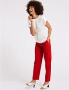 Marks & Spencer Relaxed Straight Leg Trousers Red