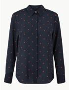 Marks & Spencer Printed Button Detailed Shirt Navy Mix