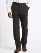 Marks & Spencer Regular Fit Flat Front Trousers Brown