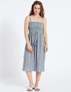 Marks & Spencer Pure Cotton Shirred Midi Dress Blue Mix