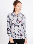 Marks & Spencer Supersoft Printed Dipped Hem Hooded Top Graphite
