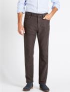 Marks & Spencer Regular Fit Pure Cotton Moleskin Trousers Grey