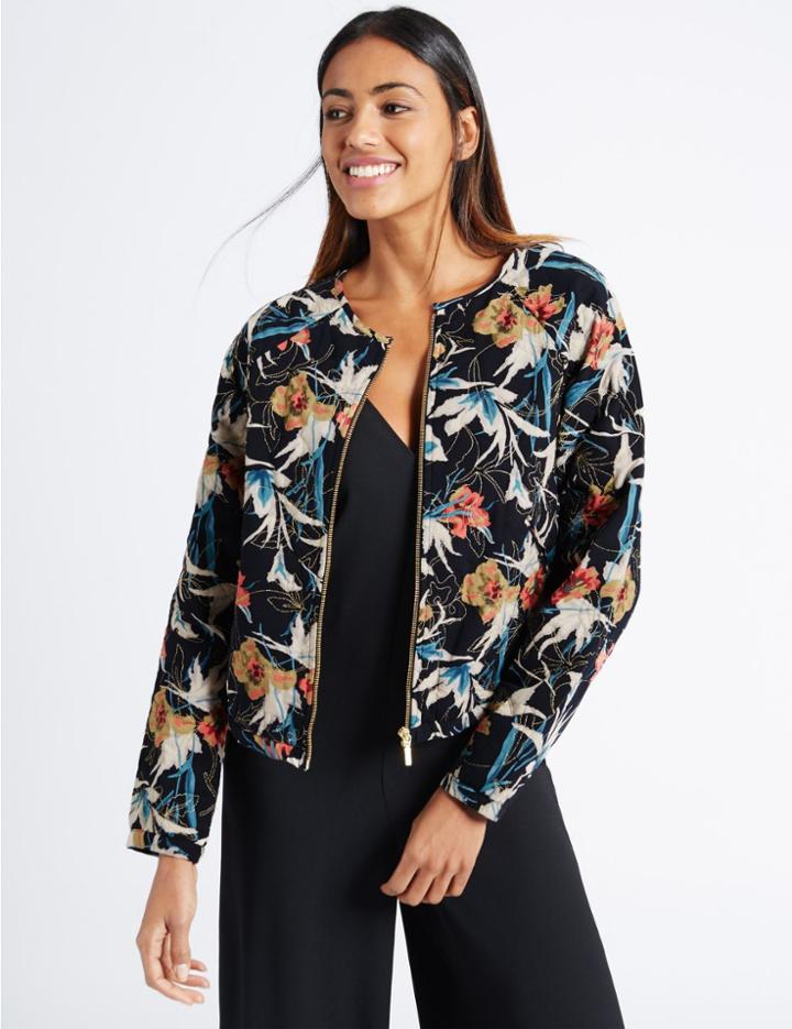 Marks & Spencer Embroidered Bomber Jacket Black Mix