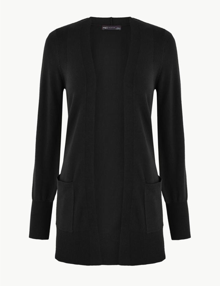 Marks & Spencer Open Front Patch Pocket Cardigan Black