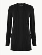 Marks & Spencer Open Front Patch Pocket Cardigan Black